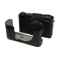 후지 XE4 마이크로싱글 카메라 가방 X-E4 반묶음 베이스 핸들 전용 케이스 문예 복고풍, Pu 오일 레더 블랙