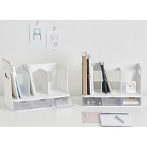 기숙사 공간활용 책상정리 서랍 책꽂이3칸 신학기, 화이트(TR)