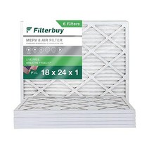 필터바이 18x24x1 에어필터 MERV 8 방진 6팩 플리츠 HVAC 고로 교체 실제 크기 17.38 x 23.38 0.75인치