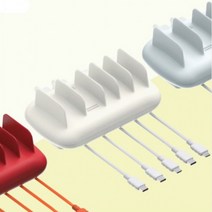 하이셀 팝폰 104초고속 멀티충전기 PD PPS 업소용 도난방지 5in1 USB C포트 5핀 8핀 C타입 5대 동시충전, 색상_파스텔블루+화이트케이블