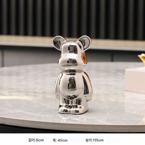 가벼운 럭셔리 액세서리 인플루언서 거실 TV 캐비닛 크리에이티브 입체 피규어 폭력 곰 액세서리 현관 술장 장식품, 실버베어