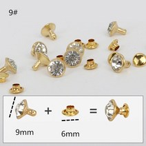 라인석 마감 리벳 50100200 세트DIY 공예 가방 가죽 장식 스터드유리 리버팅 네일 드릴 비트용, 04 golden 9mm_03 200 set