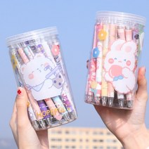 스티커증정 러블리 볼펜콤보 통세트 리필심10개포함 볼펜세트 필기구모음, 블루 24개랜덤펜