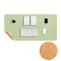 MS HOME 와이드 데스크 매트 책상 패드 코르크, 소프트그린