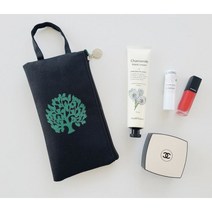 럭키트리 손잡이 파우치 깔끔하고 세련된 디자인 다용도 손잡이 필통 - Black