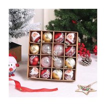 16Pcs 크리스마스 트리 공 세트 장식품 2.4 비산 방지 샤인 볼 장식 휴일 실내 실, Blue