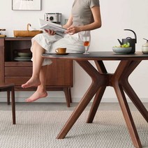 월넛 원형테이블 신혼집 원탁 기숙사 원룸 브라운, 1300x1300x760mm-원목