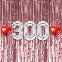 300일 이벤트 포토존 세트 아기 기념일 커플 축하 기념 숫자 풍선 하트, 05.커튼-(로즈골드)-300(소)-실버