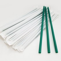 7mm 21cm 일자빨대 개별 종이포장-초록색 (500개), 단품, 단품