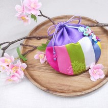 오색 전통 설날 용돈 어린이집 선물 미니 색동 공단 원형 복주머니, 10 공단 남색, 오색 전통 복주머니