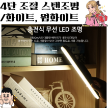 세종상사 충전식 무선LED 30cm바조명 독서실스탠드 화이트 웜화이트 2색 4단조절, 화이트 2개