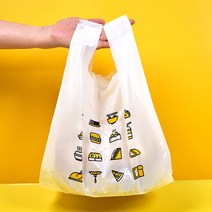 [대한잡화점] 음식배달 비닐봉투 음식 이모티콘 디자인(소) (중) 100매, 음식이모티콘 중 (100매)