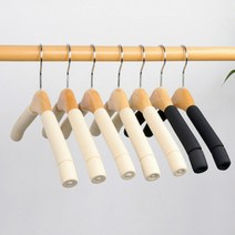 원목 논슬립 고급옷걸이 정장 코트 바지 나무옷걸이 베이지 블랙 우드+코튼소재 1p, 원목바지걸이