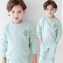 더미누 포인트 민트 무형광 기모 맨투맨세트 (상하복)