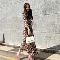 [호랑이부부] 상표등록업체 레오파드 호피 롱 원피스