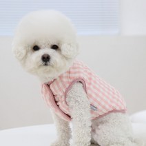 유앤펫 강아지 마카롱 체크 양면 리버시블 패딩 조끼, 핑크