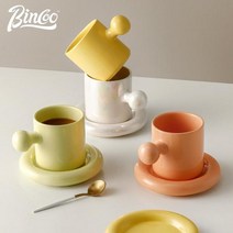 튼튼한스테인레스 실용적 솔리드 컬러 크리에이티브 세라믹 머그잔 물 귀여운 커피사무실머그, 300ml, Coconut milk White