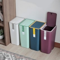 원터치 틈새 휴지통 10L 쓰레기 재활용 종량제 공간활용 화장실 사무실 슬림 거실 주방 좁은 리빙 청소 분리수거, 네이비