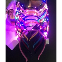 LED 라이트 업 고양이 토끼 쥐 귀 크라운 뿔 머리띠 파티 빛나는 번쩍이는 헤어밴드 후프 콘서트 팬 분위, 06 horn