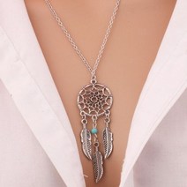 N720 드림 캐처 펜던트 목걸이 깃털 청록색 구슬 여성 패션 쥬얼리 체인 비쥬 Collares 2018