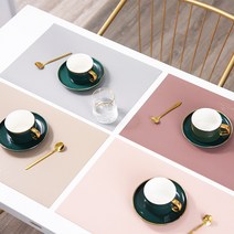 거와스 미끄럼 방지 가죽 방수 식탁 매트 4P, 민트