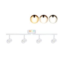 CLOUD BAY 3 컬러 LED 조광 가능 4헤드 트랙 조명 3000K/4000K/5000K 30W 2400lm CRI90 악센트 장식 헤드 고정 장치 하얀색, 4 Heads 3CCT