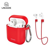 USAMS 유삼스 에어팟 전용 실리콘 케이스+스트랩, 네이비(스티커증정), USBH423_네이비(스티커증정)