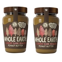 Whole Earth 홀 얼스 크런치 다크 로스티드 무설탕 피넛 땅콩 버터 340g 2팩, 1세트