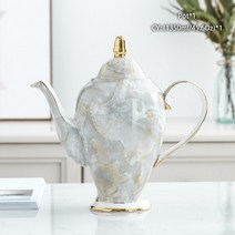 티팟 세트 다기세트 다도 차주전자 다기 도자기 유리 전기 티포트 선물세트 ceramic teapot 빈티지 뼈 차 주전자 영국 세라믹 주전자 유럽 커피 포트 카페 음료 용기 차, 회색 대리석