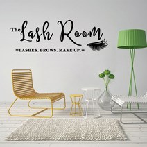 가구 WJWY-속눈썹 룸 로그인 비닐 벽 스티커 스튜디오 뷰티 살롱 장식 메이크업 아트 데칼 창 터, 04 Pink_01 57cmx18cm