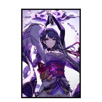 원신 DIY 명화 그리기 세트 게이밍 캐릭터 큐티 라이덴 색칠하기유화 대형 캔버스페인팅 장식 소품 일러스트 수제공예 만들기 새해 기념 선물용 17종, 라이덴 쇼군-01, 30*45cm