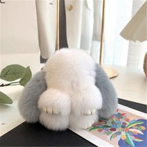토끼키링 푹신한 진짜 토끼 모피 Pompon 버니 키 체인 럭셔리 링 가방에 자동차 쥬얼리 선물, CHINA_8cm, 07 Grey Key chains_01 8cm