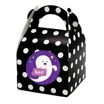도나앤데코 손잡이 답례품상자 도트 블랙 12p + 러블리 할로윈 베시시 유령 BOO 5cm 스티커 12p, 혼합 색상, 1세트