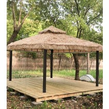 초가형 파고라 캐노피 조립식 펜션 리조트 그늘막, 3x3 미터 초가 텐트  8cm 기둥 벽 두께 1.2m