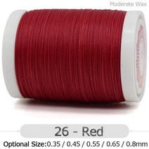 가죽공예실 레자실 가죽초실 0.35-0.8mm 수제 가죽 바느질 왁스 스레드 폴리 에스터 꼰 로프 고강도 팔찌, 03 Diameter 0.55mm, 26 26- Red
