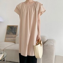 여자 U넥 티어드 플리츠 면원단 롱원피스