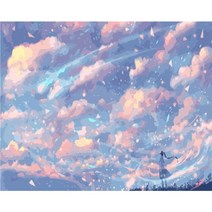 DIY 유화 그리기 세트 하늘 시리즈 추상 동물 풍경 인물 명화 만화 명작 추상화 17, 996348, 60x75cm DIY 프레임