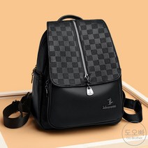 도오빠 뮤아즈 여성 가죽 백팩 체크 배낭 대용량 멀티 포켓 가벼운 여자백팩 사계절 여행 가방