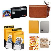 Kodak P210 Mini 2 Retro 모바일 포토 프린터 스마트폰(iOS 및 Android)과 호환 가능 Bluetooth 54x86mm 4Pass 기술 라미네이션 카트리지 6개 액세서리 번들 68매 블랙 -12323, 액세서리 선물 묶음_검은색