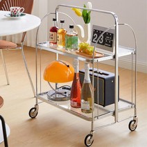 주방 접이식 철제 유리 이동식 트롤리 선반 바퀴달린선반