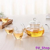 ForU58 롬브스 유리 다관 티메이커 아기 보리차 주전자 400ml 유리티팟, 상세페이지 참조
