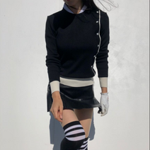 로로얼로이 여성 골프니트 라인 라운드니트 사이드버튼 골프웨어