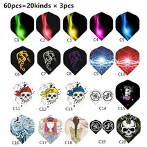 다트 기계 전자 보드 다트핀 RTS-다양한 전문 다트 보드 게임 다채로운 애완 동물 비행 액세서리 60/30, 02 C1-20 60pcs MIX