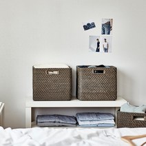 [한샘x정리생활]핸드메이드 라탄 바스켓 (대) 라이너불포함, 선택:03.라탄 바스켓(대) 라이너불포함_화이트