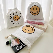 복주머니 데이지 조리개 파우치 2개 한세트 스트링 복조리 이너백 면주머니 더스트백