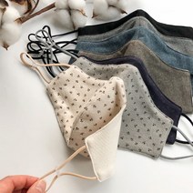 겨울용마스크 오가닉 면 마스크 필터교체 와이어 기모 김서림방지 귀안아픈 끈조절 대형 수제, 블랙