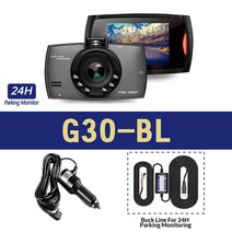 차량 블랙박스 채널 1 2 후방 카메라자동차 DVR 대시캠 2.4 인치 FHD 1080P 비디오 레코더 카메라 시간 주, 02 G30-BL_03 32G