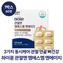 하이뮨 관절엔 엠에스엠 엔에이지 MSM N-아세틸 글루코사민 NAG 비타민D 결핍 부족 섭취 어르신 노인 관절 연골 건강 뼈형성 뼈건강 뼈튼튼 골다공증 위험 감소, 1박스, 60정