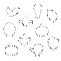 DORART 가을 추수감사절 쿠키 몰드 커터 세트 - 10피스 시즌 스테인리스 스틸 호박 칠면조 단풍나무 잎 오크 칠면조 다리 다람쥐 도토리 및 옥수수 575232, AThanksgiving-10PCS