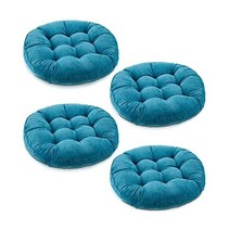 4pcs 둥근 바닥 베개 쿠션 22x22인치 명상 바닥 베개 어린이와 어른을 위한 큰 바닥 베개 바닥 좌석 요가 거실 사무실 (블랙), Aquamarine